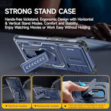 For Motorola Edge 2025 Case With Screen Protector, Slide Camera Cover & Kickstand, Lanyard Strap,Military Grade Shockproof Protective Heavy Duty Non-Slip Phone Case For Moto Edge 2025, Blue