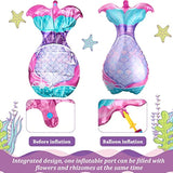 18 Piece Mermaid And Sea Shell Balloons Set, Tail Foil Party Balloons For Mermaid Ocean Theme Under The Sea Baby Shower Birthday Party Decorations