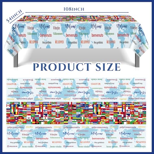 3 Pcs International Table Covers World Country Flag Party Decoration Patriotic Plastic Disposable Tablecloth for Birthday Festival Event Celebration Soccer Sport Beer Party Decor 108 x 54