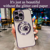 Compatible For Iphone 14 Pro Max Case Glitter Clear Paw Love Heart [ Compatible With Magsafe ] [ Strong Magnetic ], Full Camera Lens Protection Soft Slim Thin Cute Phone Case - Purple