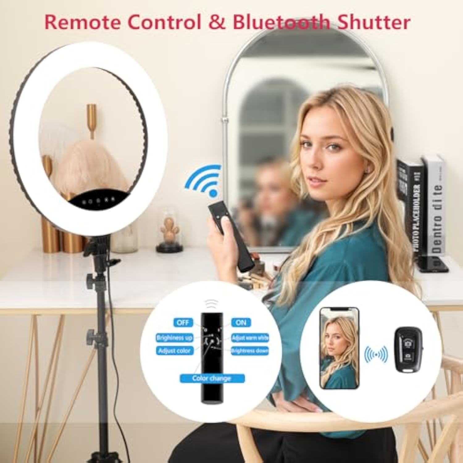 19 Inch Led Ring Light With Tripod Stand, Selfie Ring Light With Touch Panel For Makeup Studio Portrait Youtube Vlog Video Shooting With Carrying Bag And Remote Controller, Cri>97