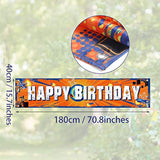 Dart Battle Party Supplies Horizontal Fabric Happy Birthday Banner, Orange, Boys Birthday Party Decorations, 71 X 16 Inch, Tear Resistant, Lightweight, Fold