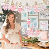 24pcs Winter Snowflake Baby It's Cold Outside Centerpieces Sticks Baby Shower Decorations for Girl, Pink White Little Snowflake It's A Girl Table Toppers Gender Reveal Party Supplies