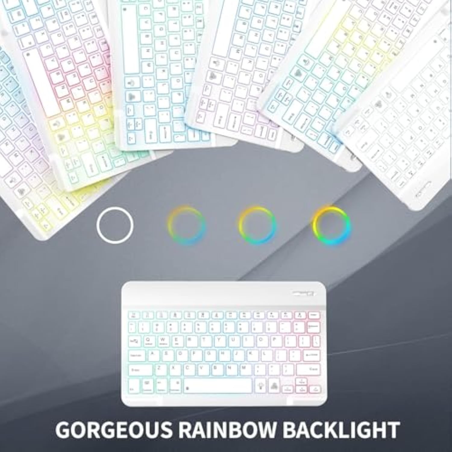 Keyboard Case For Ipad 9Th Generation 10.2 Inch With Mouse - 7 Colors Rainbow Backlit Magnetic Detachable Keyboard Cover With Pencil Holder For Ipad 8Th/7Th Gen/Pro 10.5"/Air 3Rd Gen,Purple