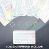 Keyboard Case For Ipad 9Th Generation 10.2 Inch With Mouse - 7 Colors Rainbow Backlit Magnetic Detachable Keyboard Cover With Pencil Holder For Ipad 8Th/7Th Gen/Pro 10.5"/Air 3Rd Gen,Purple