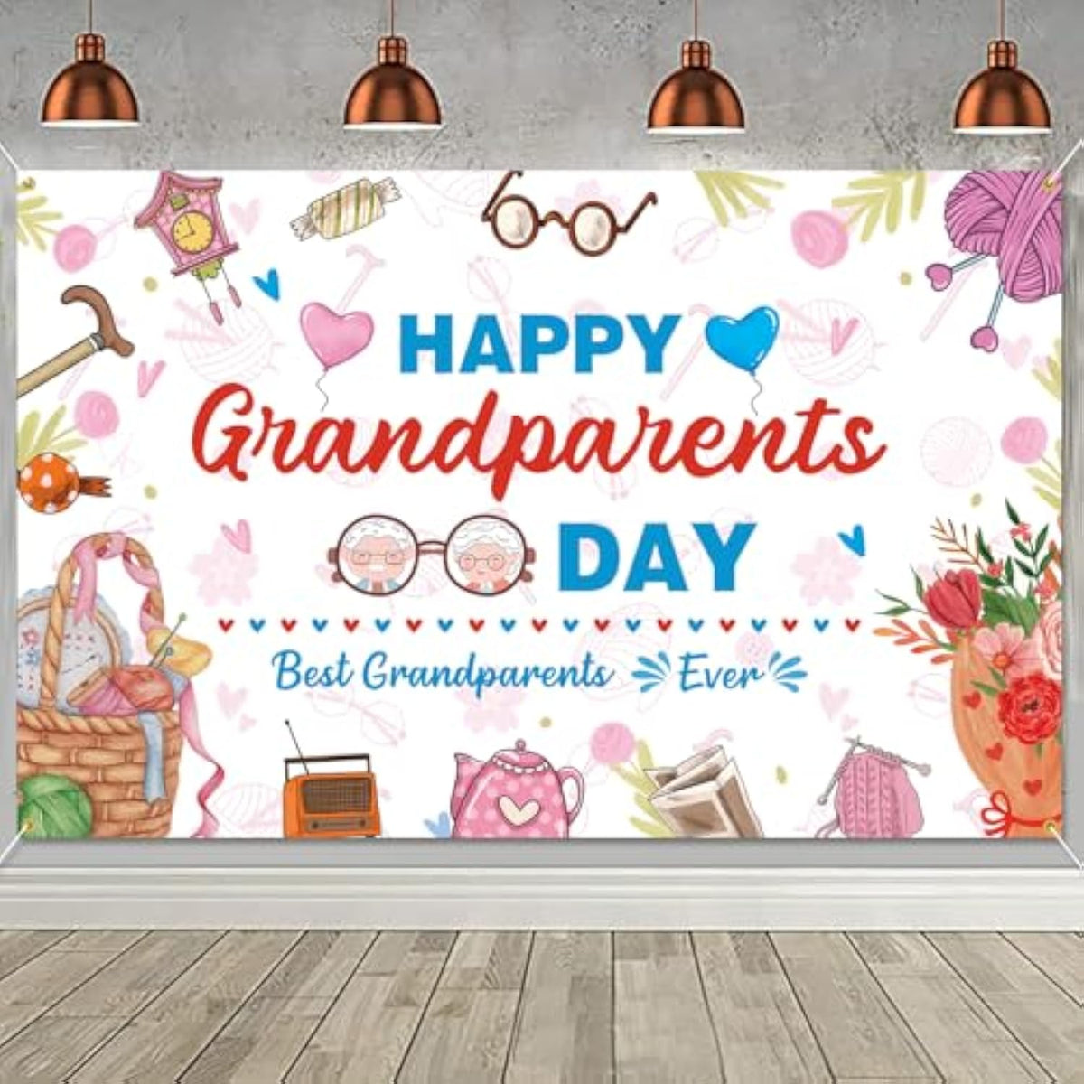 Happy Grandparents Day Backdrop Best Grandparents Ever Party & Photo Props