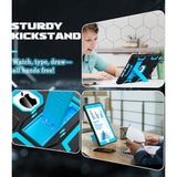 9Th Generation Case, 8Th/7Th Generation Case, 10.2 2021/2020/2019 Case With Kickstand, Heavy Duty Shockproof Hybrid Three Layer Protective Cover For Kids Boy Girl, Black+Sky Blue