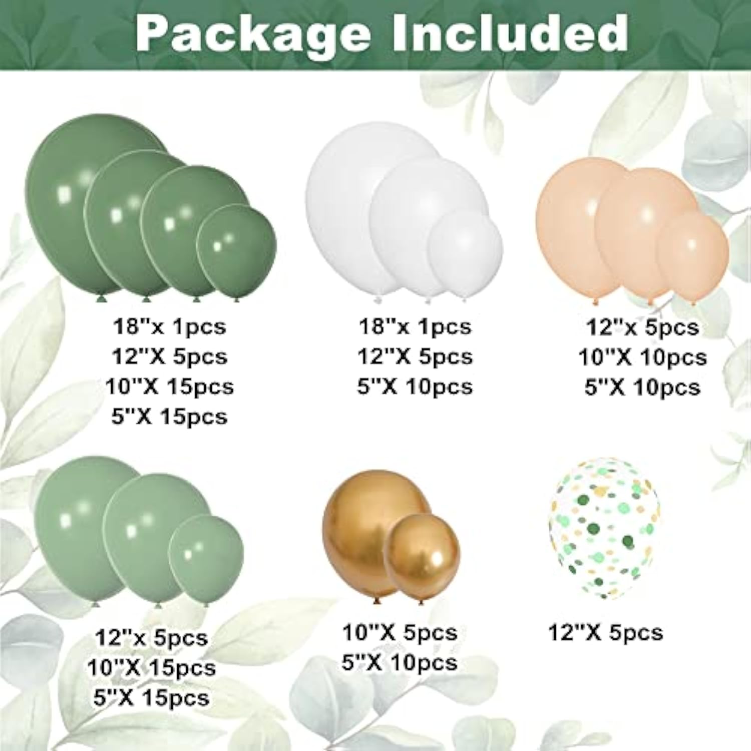 Sage Green Baby Shower Decor Kit: Balloons, Baby Blocks, Eucalyptus