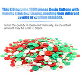 1000-Pieces Christmas Buttons 2 Holes And 4 Holes White Round Craft Re