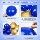 Royal Blue Gold Men'S Birthday Banner, Fringe Curtains, Metallic Balloons For 16Th To 60Th Birthdays