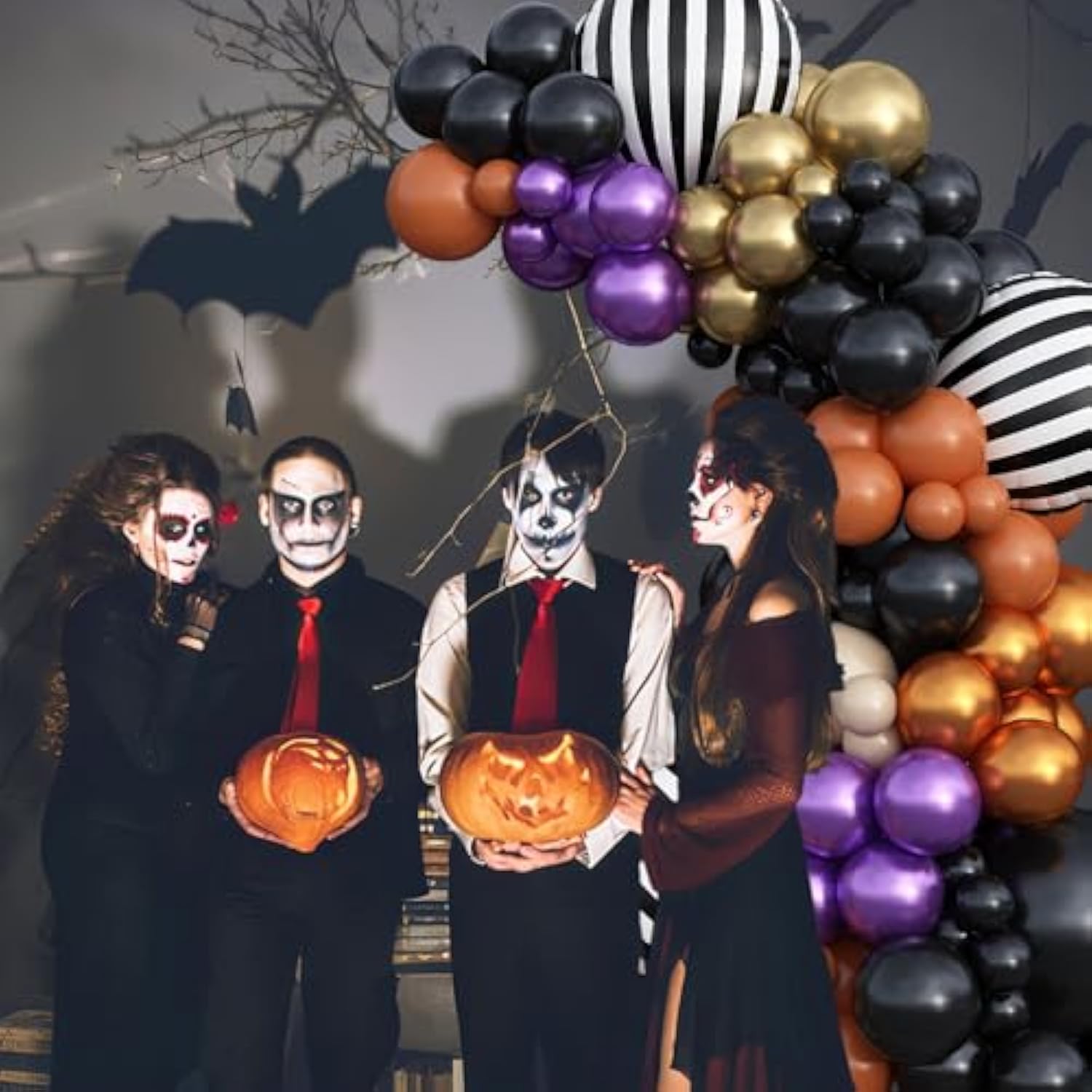 Halloween Balloon Arch Kit: Black, Gold, Purple & Orange - 125 Piece