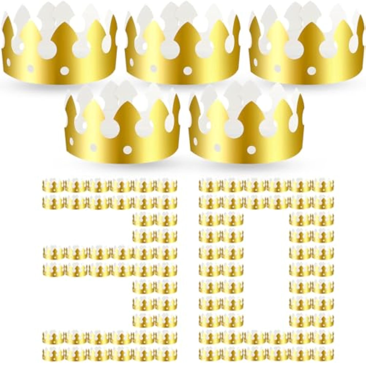 30 Pcs Gold Paper Crown For Adults Princess Hats Crafts Birthday Party Bulk Crowns For School Classroom(Classic Style)