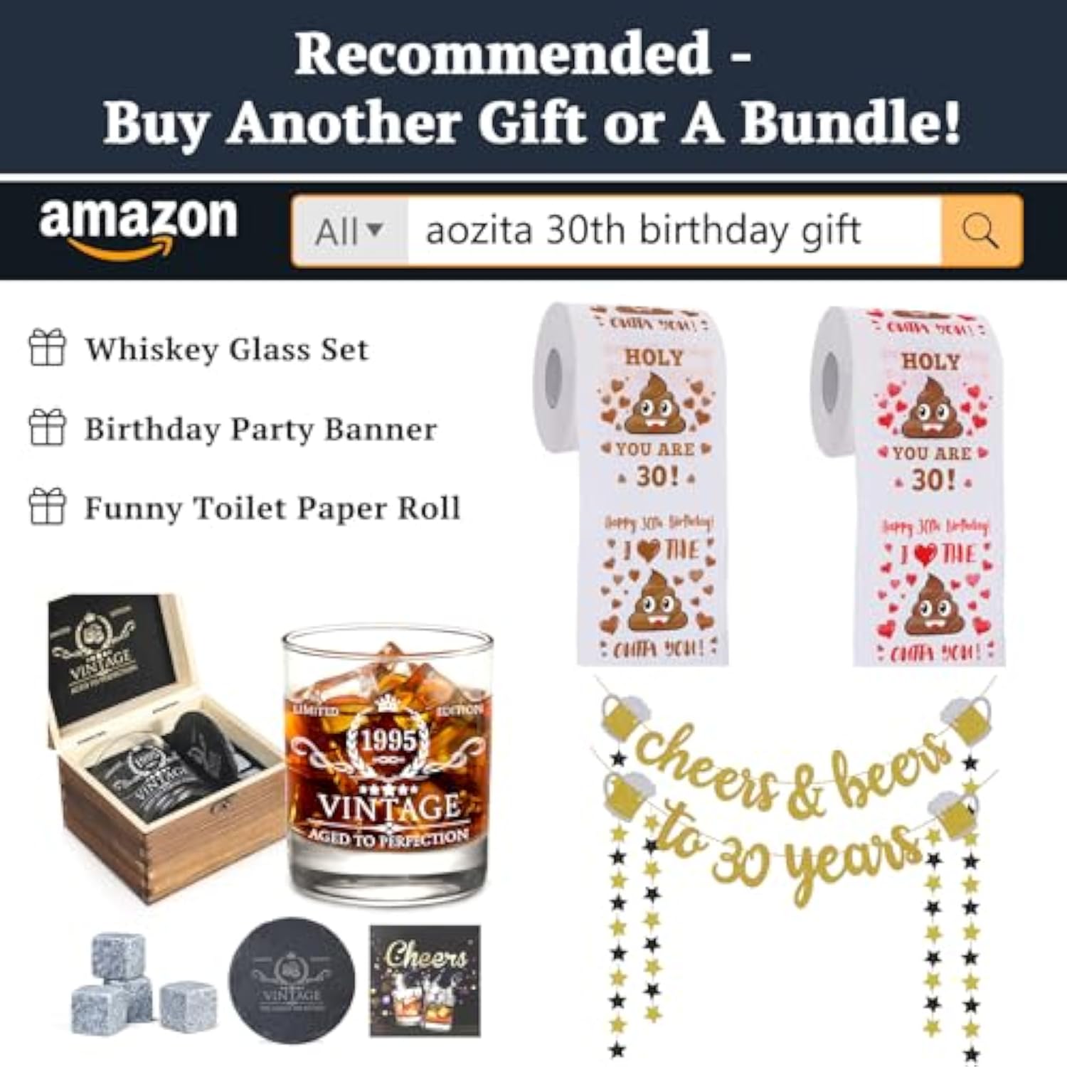 Cheers & Beers To 30 Years Gold Glitter Banner - 30Th Birthday Decorations For Him/Her - 30Th Birthday Gifts - 30 Years Anniversary Decorations - 30Th Wedding Party Supplies For Men/Women
