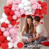 Red Pink White Balloon Arch Garland Kit, 122Pcs Red Light Pink White Party Balloons For Birthday Proposal Wedding Engagement Anniversary Bridal Shower Galentines Day Party Romantic Decorations
