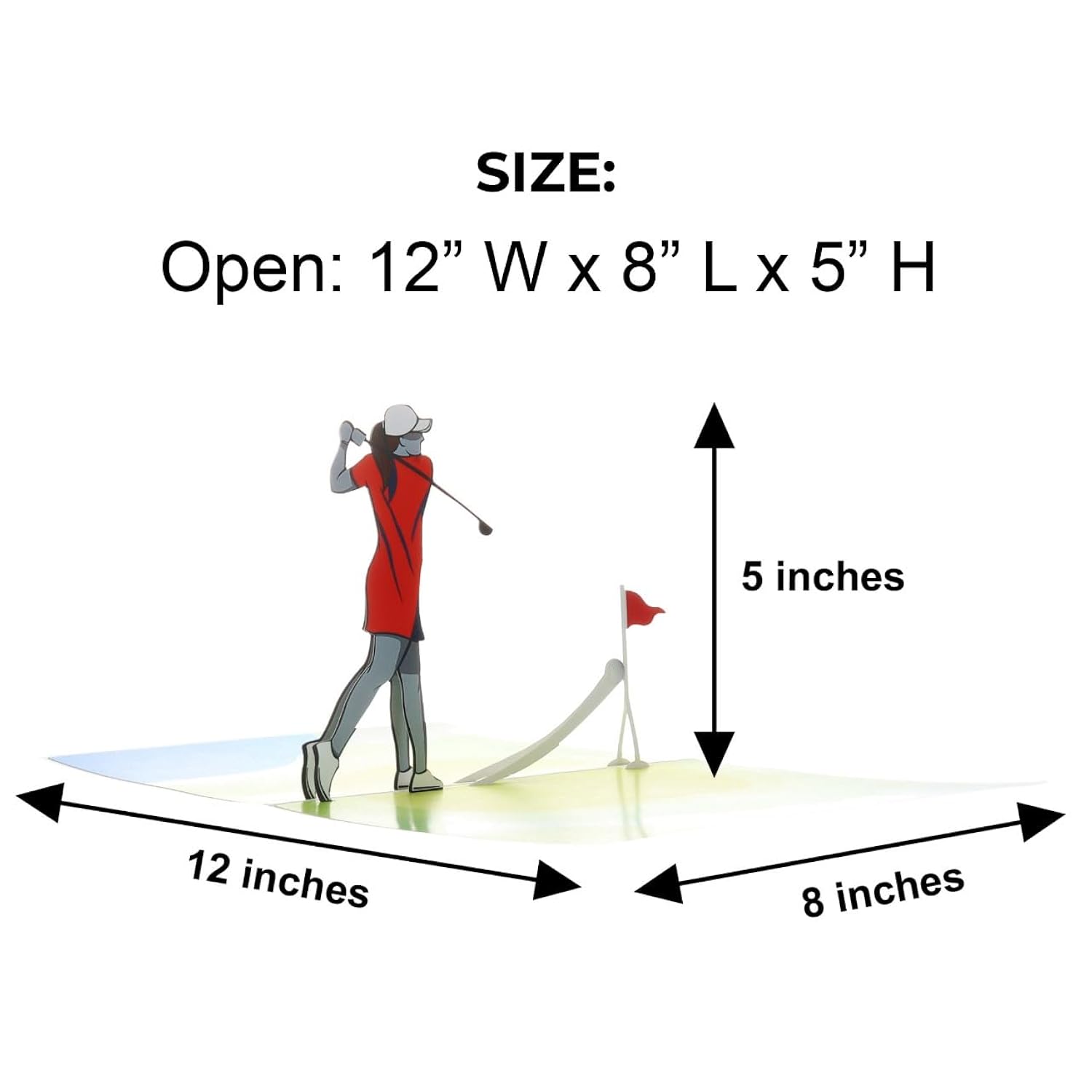 Women’S Golf Pop-Up Card – Celebrate Her Swing With Style – Birthday, Thank You, Retirement – For Female Golfers, Coaches, Moms, Girlfriends – 6" X 8"