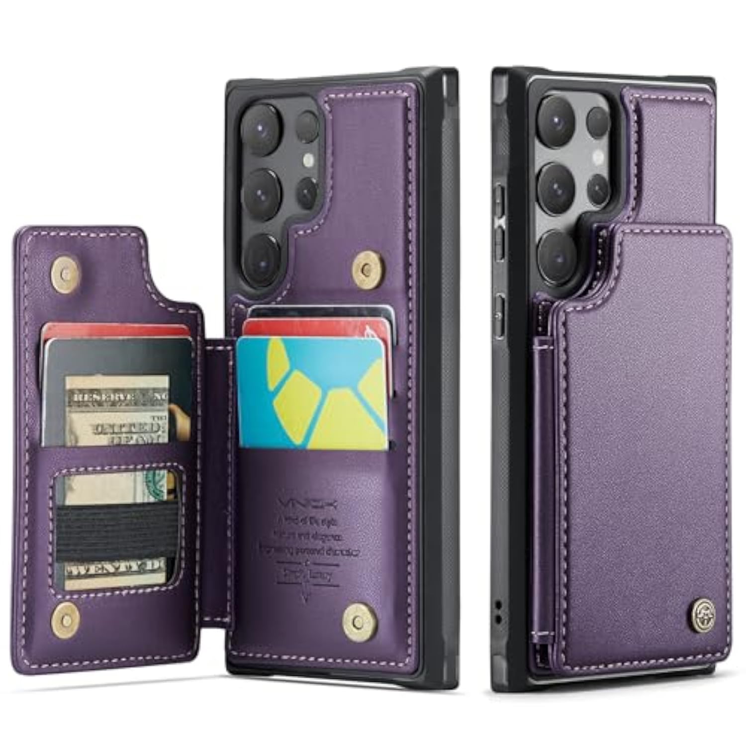 For Samsung Galaxy S24 Ultra Wallet Case With Card Holder, Rfid Blocking Credit Slots Kickstand Shockproof Phone Cover For Women Men, Purple