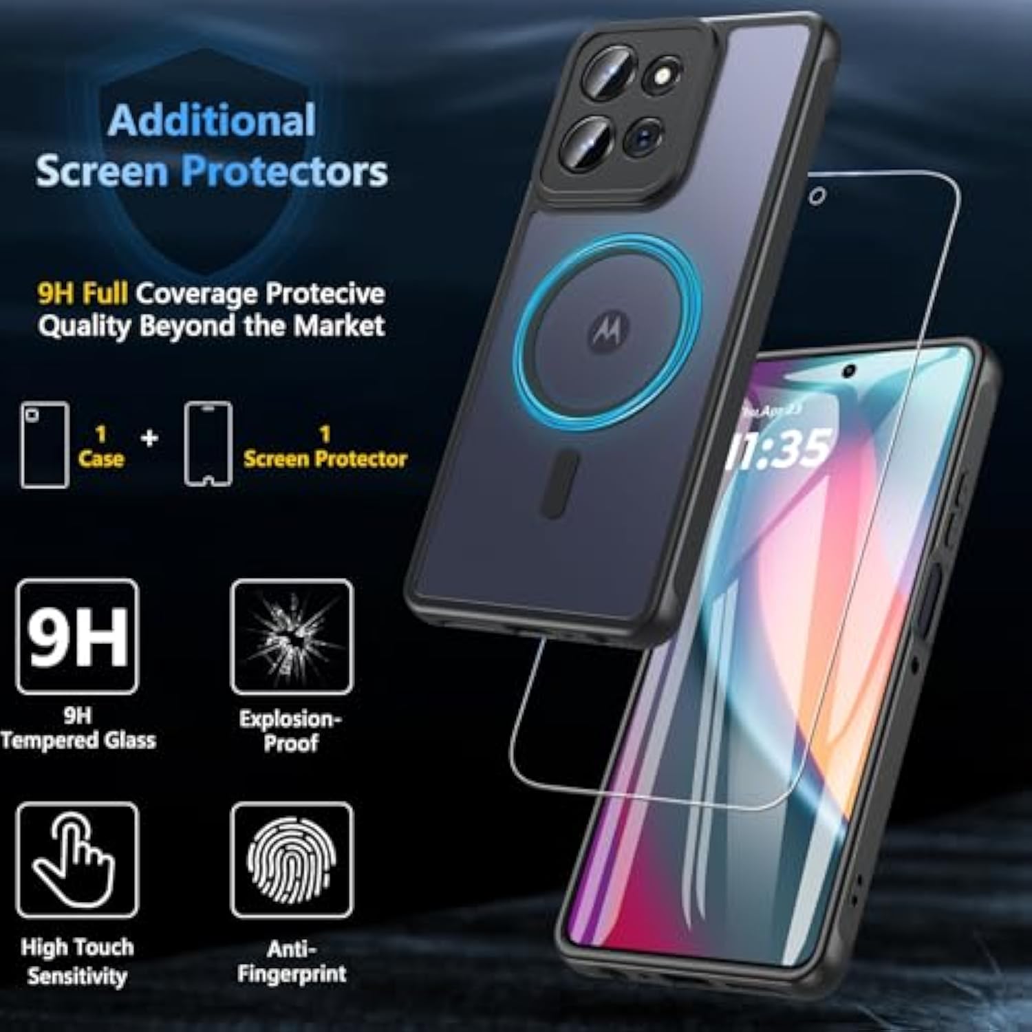 For Motorola Moto G Power 2025 Case Magnetic,Translucent Matte Compatible With Magsafe [-Grade Protection] With Screen Protector Shockproof Protective Case For Moto G Power 2025-Black