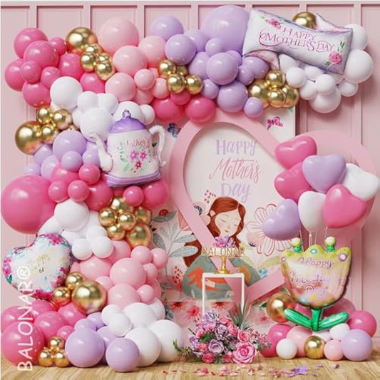 Mother'S Day Balloon Garland Arch Kit With Lager Size Mother'S Day Foil Balloons For Best Mom Ever Mothers Day Party Birthday Decoration Supplies(Pink)