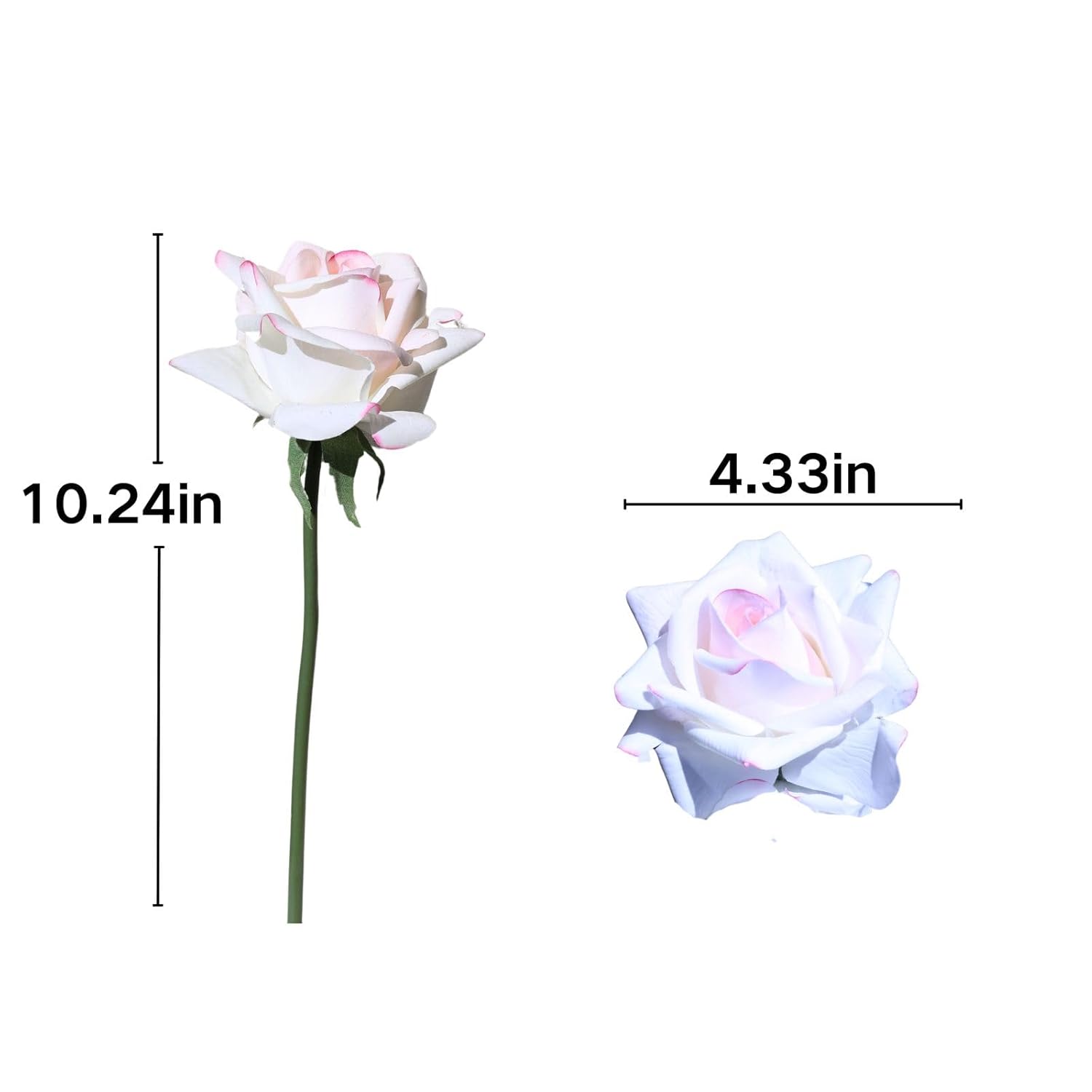 10Pcs Pink Roses -Realistic Wedding Flowers- Perfect Home Decor Bouquet For Party Home Office Christmas Decor -Light Pink Roses ?Pink Trimmed Roses?