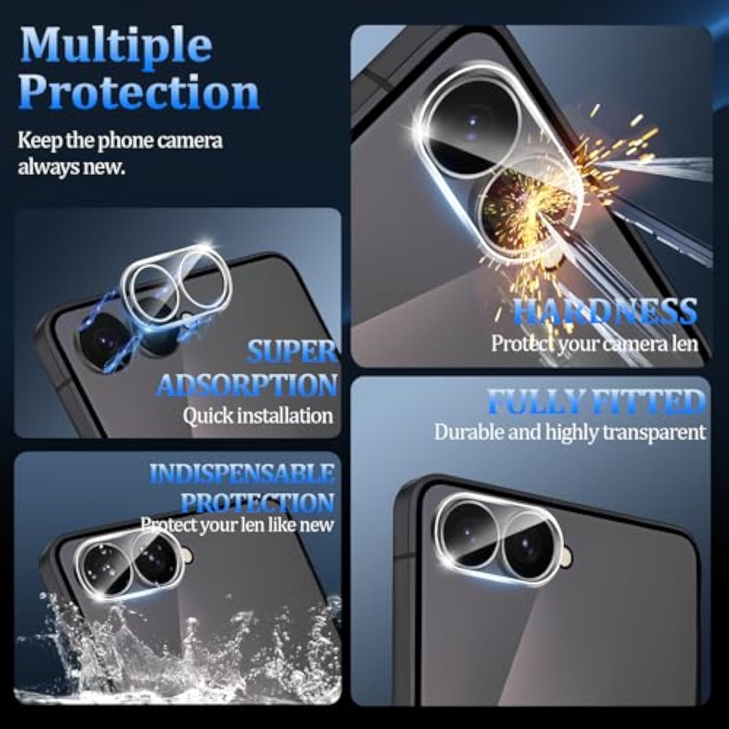 3 Pack For Samsung Galaxy Z Flip 7 Camera Lens Protector, [Strong Adsorption] Ultra-Thin Hd Clear Lens Cover, Individual Anti Scratch Tempered Glass Camera Screen Protector For Z Flip 7 2025