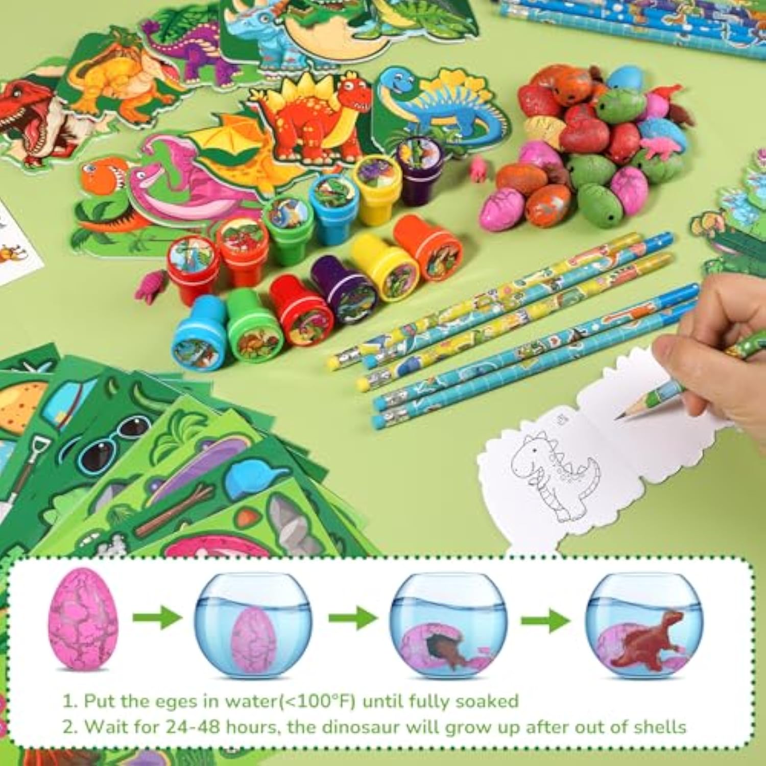 96Pcs Dinosaur Party Favors Dino Theme School Stationery Set Bulk For Kids Jurassic Birthday Party Goodie Bag Stuffers Classroom Gifts Rewards Pinata Filler