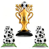 3PCS Giant Soccer Party Decorations – 59" Gold Champion Trophy & Self Standing Soccer Foil Balloons Set, Sports/Birthday Themed Supplies for Soccer Fans – 2026 World Cup Decor