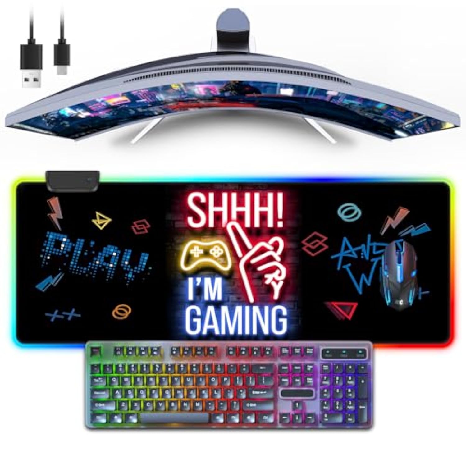 Rgb Gaming Mouse Pad, Large Mousepad With Led Light 13 Light Modes Touch Control Extended Soft Computer Keyboard Mat Pad, Desk Mat With Non-Slip Rubber Base For Macbook, Pc & Laptop(31.5X11.8)