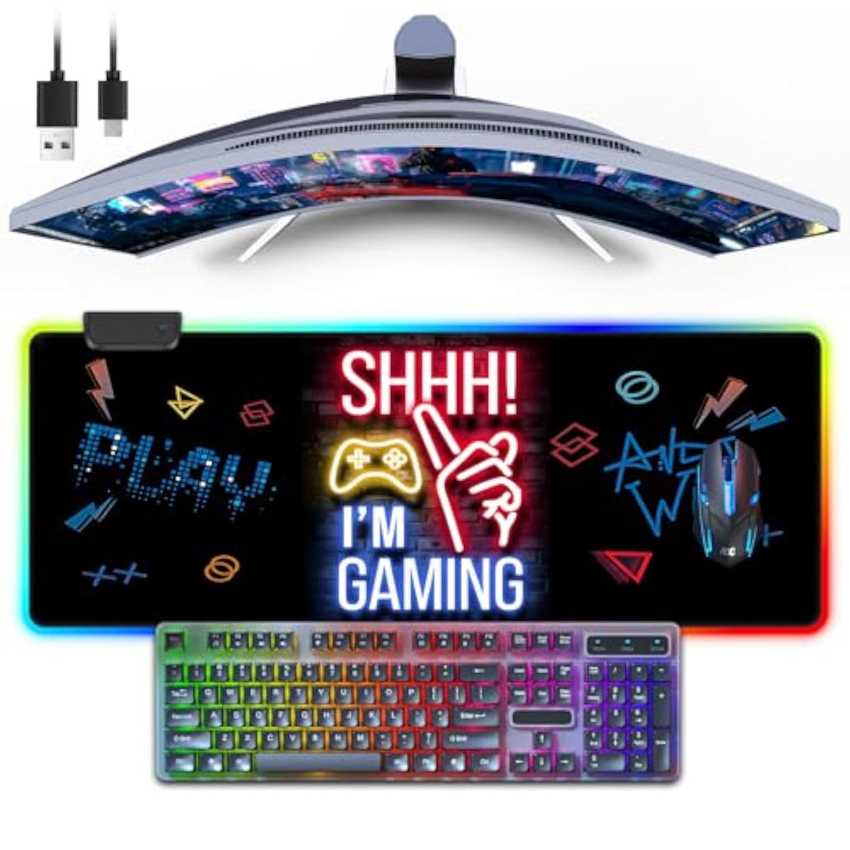 Rgb Gaming Mouse Pad, Large Mousepad With Led Light 13 Light Modes Touch Control Extended Soft Computer Keyboard Mat Pad, Desk Mat With Non-Slip Rubber Base For Macbook, Pc & Laptop(31.5X11.8)