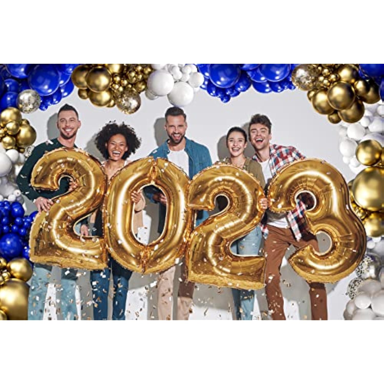 137Pcs Royal Blue And Gold Balloons Arch Garland Kit, 18/12/10/5 Inch