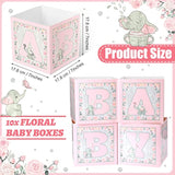 10 Pieces Baby Shower Decorations Baby Flower Boxes Elephant Floral Ba