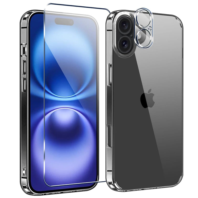 Compatible with iPhone 16 Phone Case with Screen Protector & Camera Lens Protector, [Not Yellowing] [Military-Grade Drop Protection]