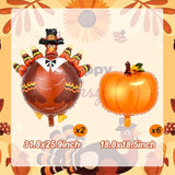 Thanksgiving Foil Balloons Set Turkey Pumpkin Brown Balloons for Fall Party Decorations
