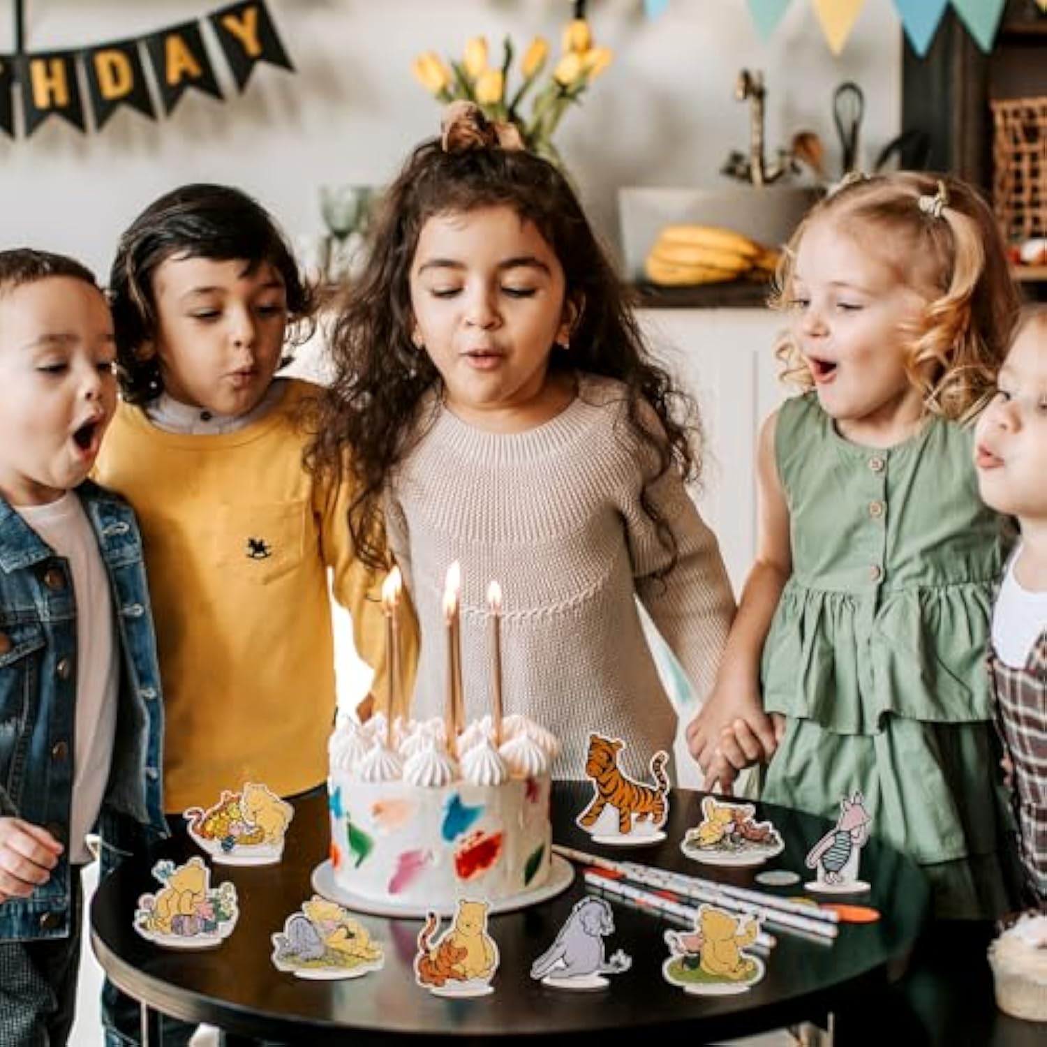 The Winnie Bear Wooden Table Centerpieces For Birthday Party/Baby Shower Decorations, Set Of 12