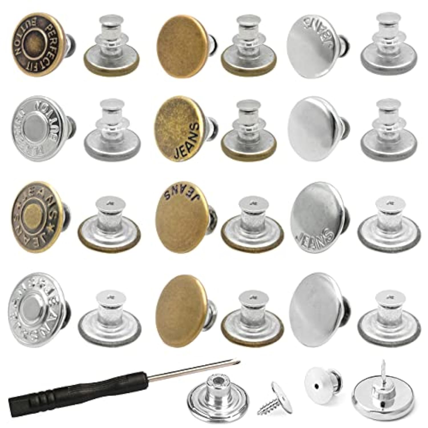 Jeans Button Replacement No Sew, 24 Sets Metal Buttons For Pants - Ins