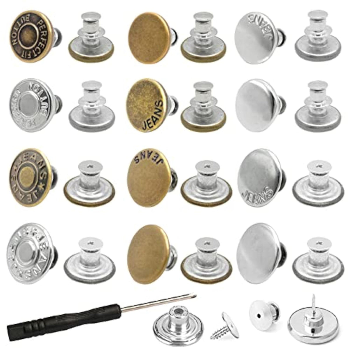 Jeans Button Replacement No Sew, 24 Sets Metal Buttons For Pants - Ins