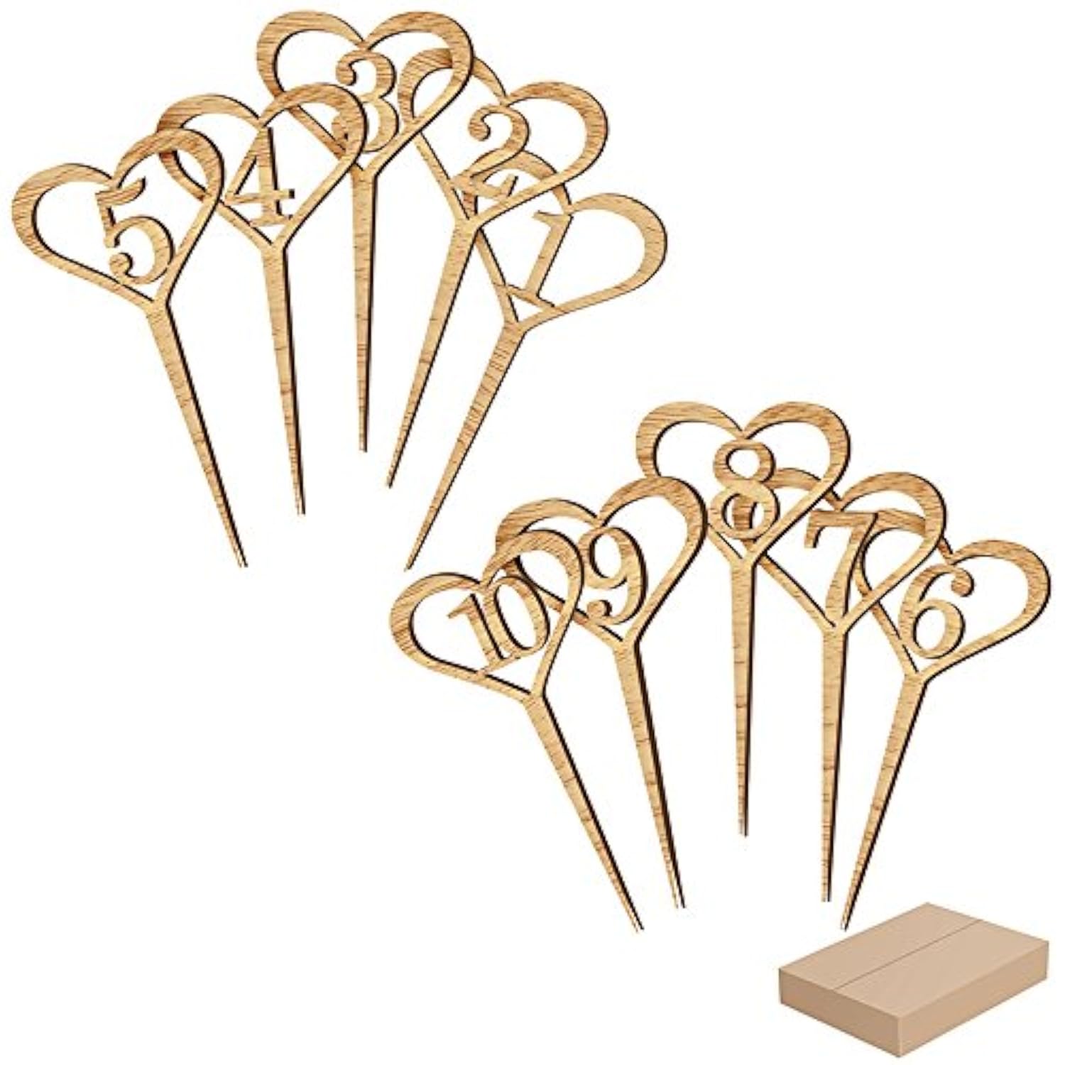 1-10 Table Number Cards, Wooden Wedding Table Decoration, 10Pcs