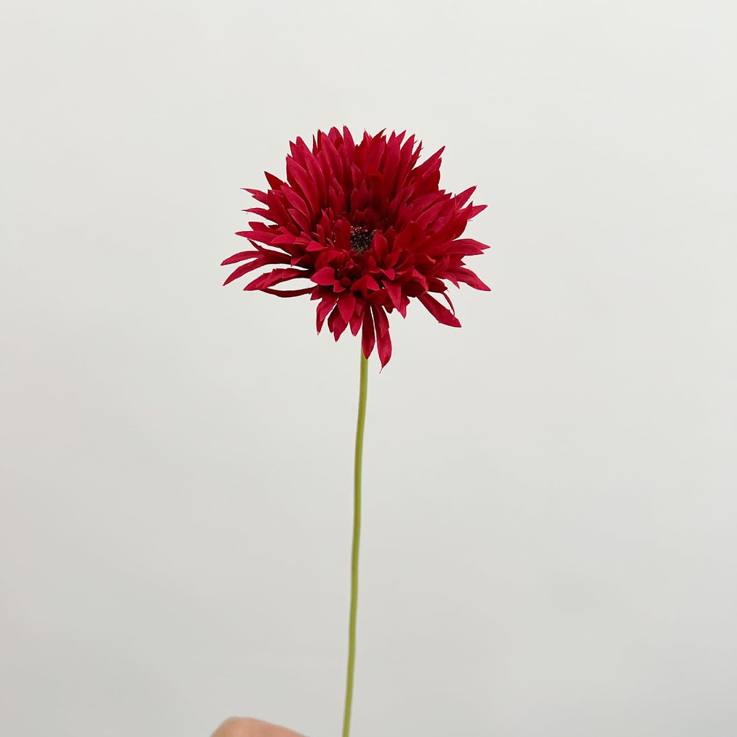 6Pcs Artificial Gerbera Daisy Flowers 17" Fake Daisies Faux Silk African Daisy For Vase Bouquets Home Office Wedding Decor.(Dark Red)
