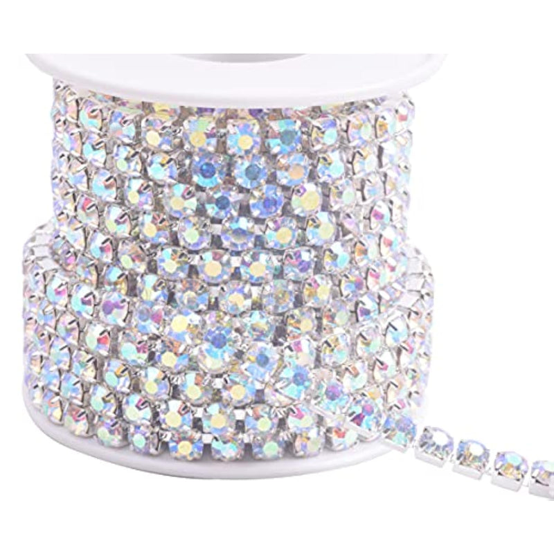 5 Yards 5Mm Crystal Rhinestone Close Chain Trim For Sewing Crafts,Diy Decoration
