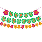 Hawaiian Happy Birthday Banner for Tropical Luau Party, Palm Leaf Decor