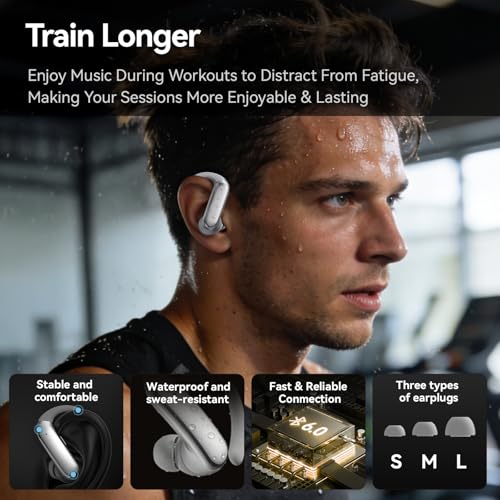 Sport Earbuds with Ear Hook 66hrs Playtime with LED Display Case, Wireless Bluetooth 6.0, Sports Over The Ear Earbuds, IPX4 Gym Workout Running