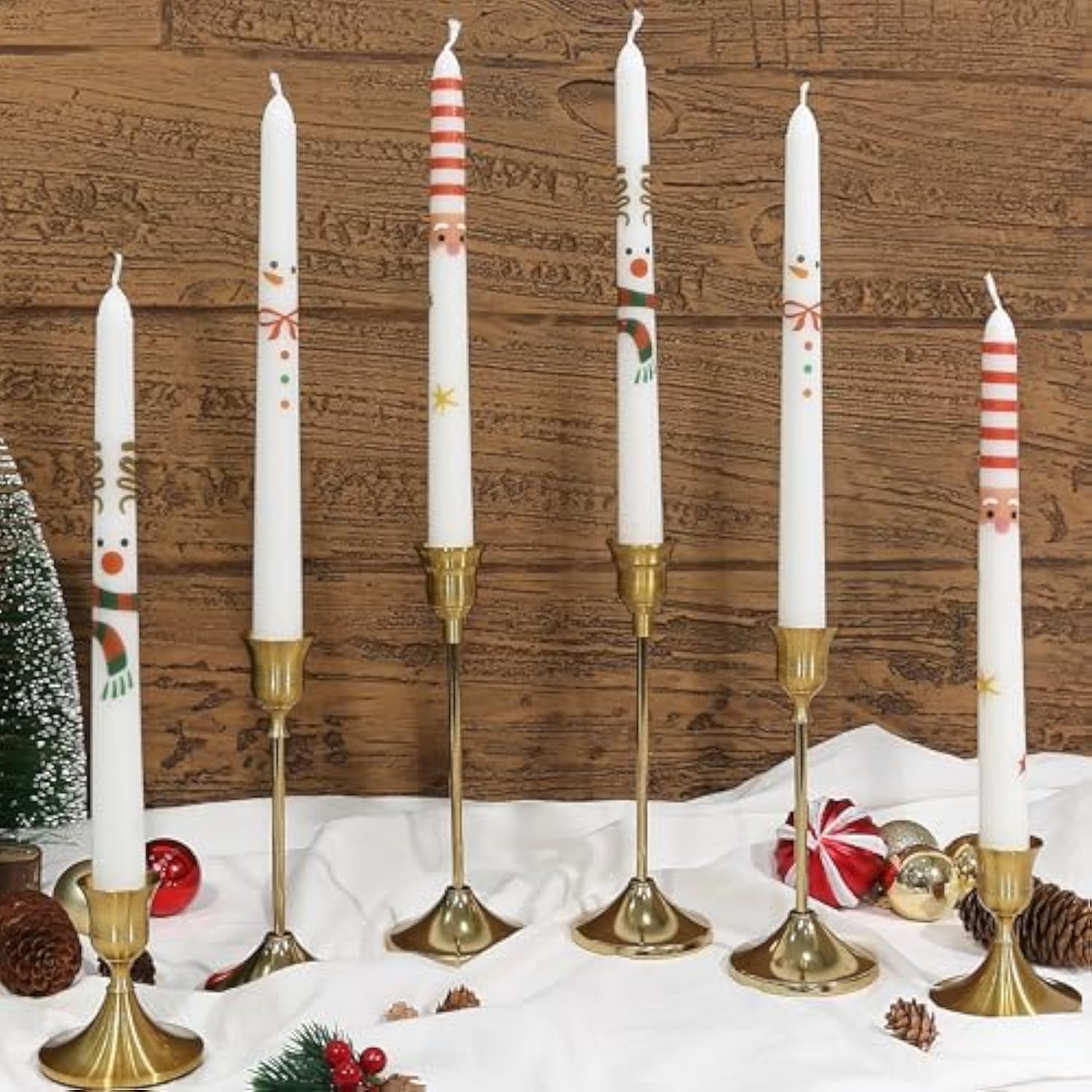 2 Pack Christmas Taper Candles, 10 Inch Unscented Candlesticks With Santa Claus Design For Table Centerpiece, Fireplace Mantel, Advent Wreath, Winter Wedding And Festive Home Decor