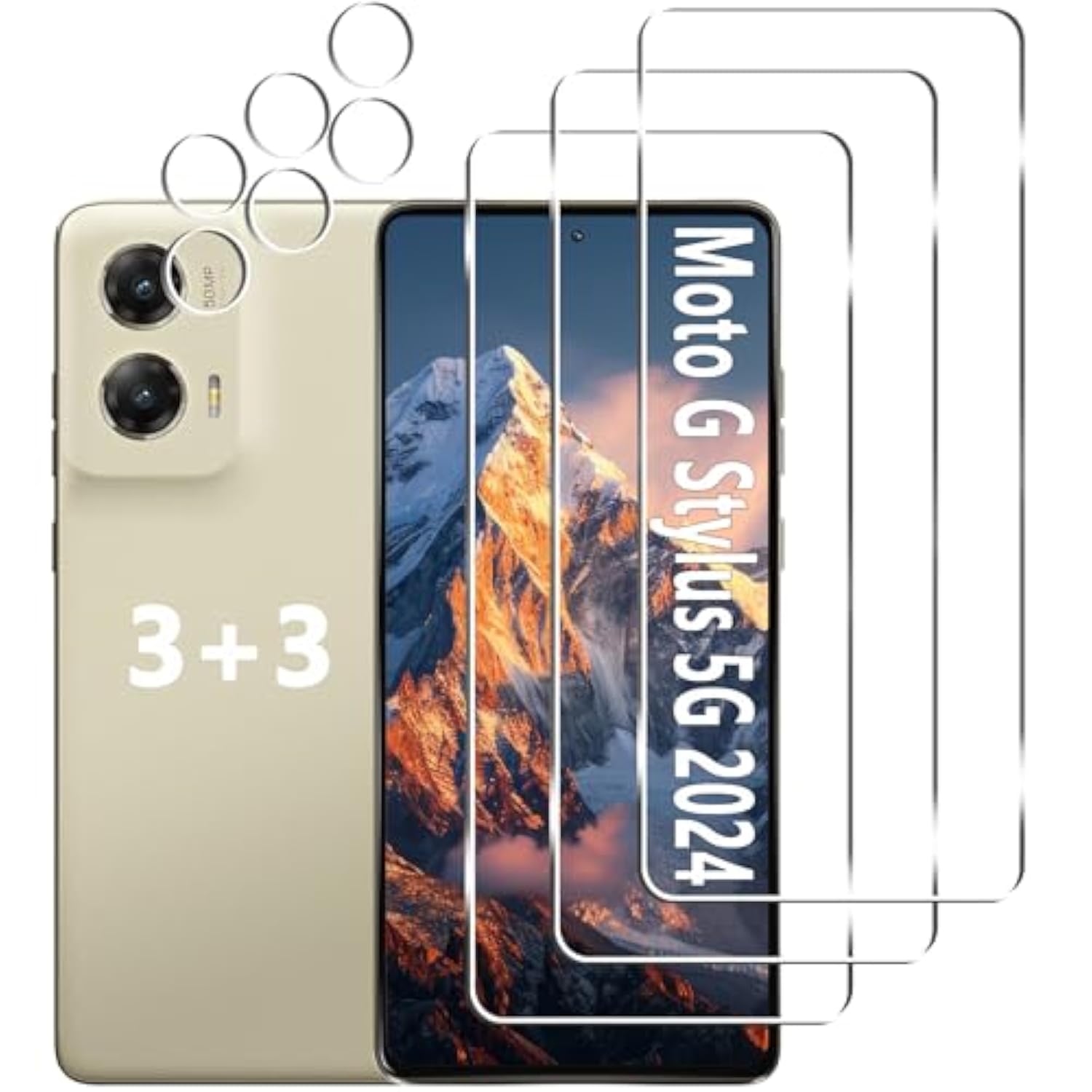 3+3 Pack Moto G Stylus 5G 2024 Tempered Glass Screen & Camera Protector