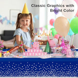 2 Pack Blue And Silver Tablecloth Party Decorations Plastic Blue Tablecloth Printed Silver Table Runner 54 X108 Inch Disposable Rectangle Table Cover For Birthday Wedding Graduation