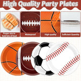 96 Pcs Sports Birthday Party Decoration Sport Disposable Paper Plates Napkins Basketball Football Baseball Dessert Cake Tableware Supplies Rugby Theme Activities Game Party Dinnerware Favor