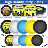 100Pcs Bat Super Theme Hero Party Decorations Bat Birthday Paper Plates And Napkins Hero Party Disposable Tableware Set Black Yellow And Silver Dinner Plates For Boy Kids Birthday Baby Shower Supplies