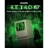 Usb C Charger, Retro 67 Power Display 3-Port Fast Gan Charger With Digital Rain, 67W Foldable, For Phone 16/15 Pro Max/13, Ipad, Macbook, Galaxy, Google Pixel Gifts Idea