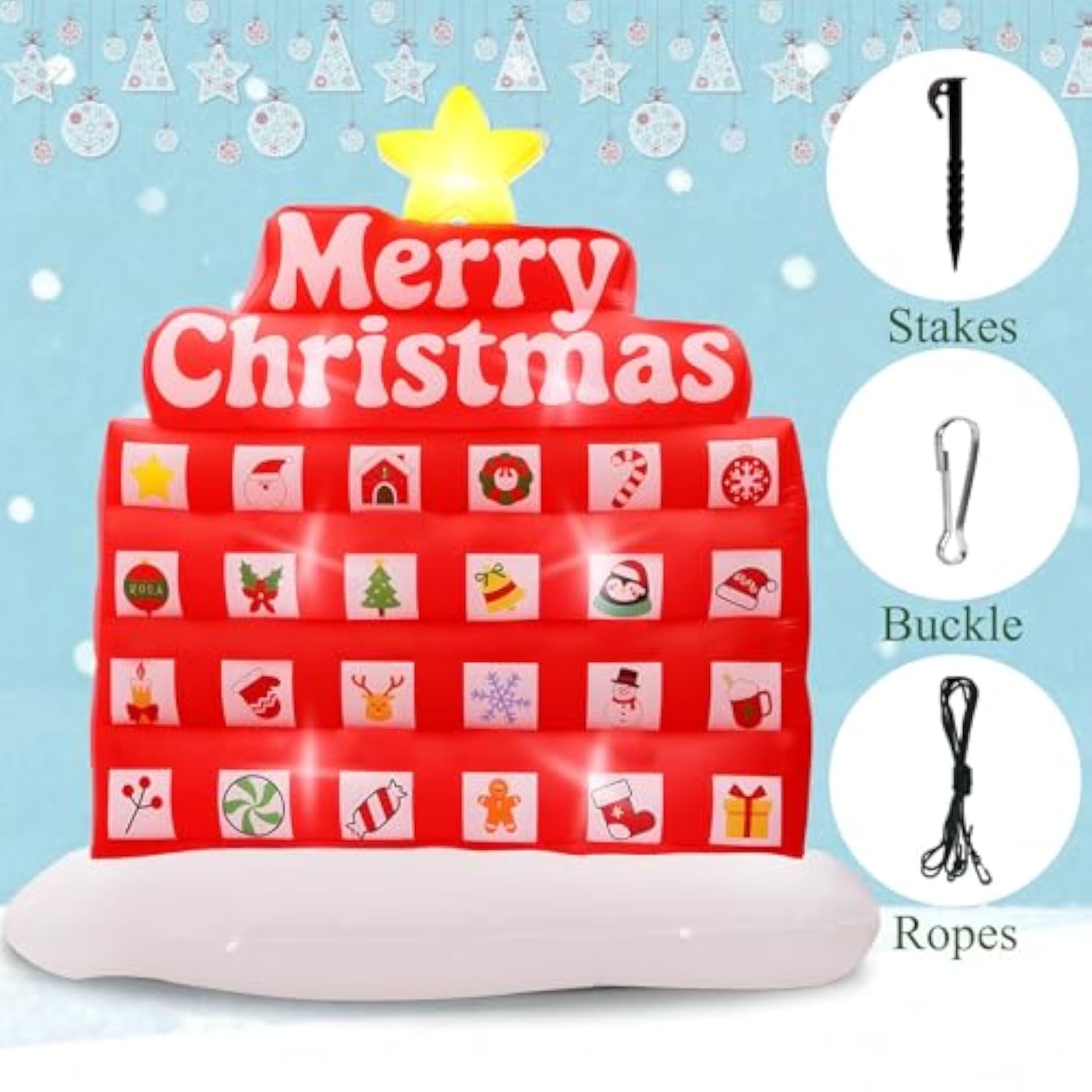 7Ft Christmas Inflatable Decoration, Countdown Inflatable Outdoor Decoration With Daily Surprise, Blow Up Xmas Decor Wit
