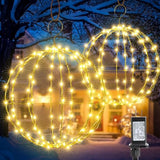 Set Of 2 Christmas Hanging Ball Lights - 2 Sizes Of Connectable Hanging Tree Globe Fairy Lights With 8 Lighting Modes,Timing Function Waterproof Indoor Outdoor (Warm White)