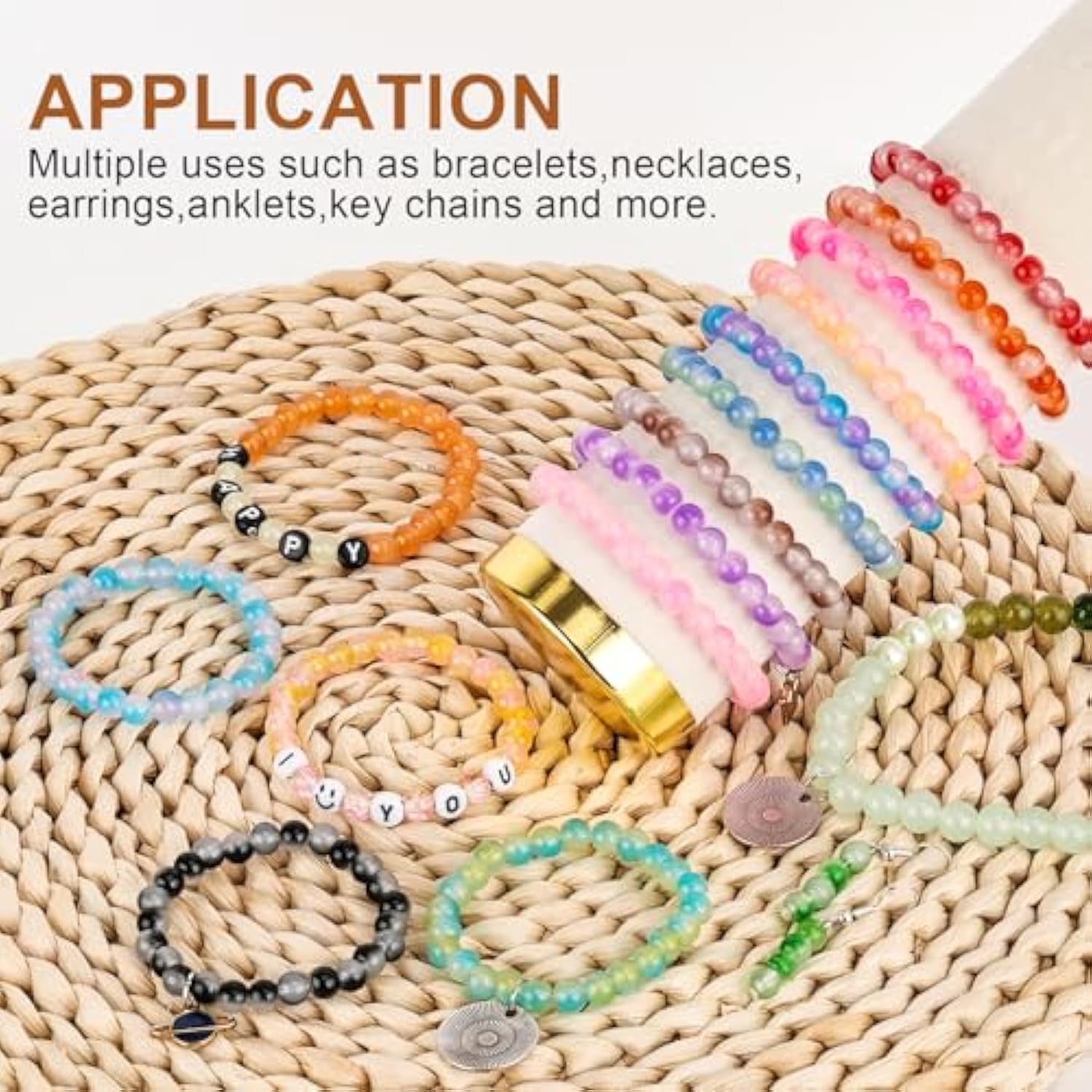 1200PCS 6mm Glass Beads Kit, 24 Colors for Jewelry Making & DIY Crafts