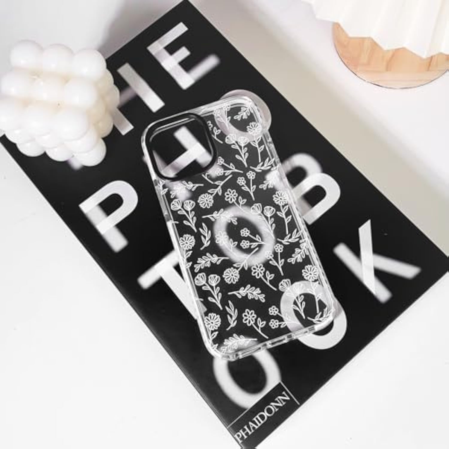 Compatible For Iphone 13 Pro Max Case Cute Flower Floral Clear For Women Girl Ultra Slim Crystal Shockproof Soft Tpu Anti-Yellow Protective Phone Cover - White